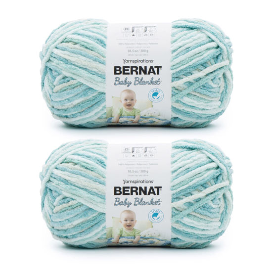 Picture of Bernat Baby Blanket Blue Green Yarn - 2 Pack of 300g/10.5oz - Polyester - 6 Super Bulky - 220 Yards - Knitting/Crochet
