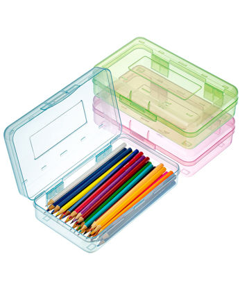 Picture of Mr. Pen- Pencil Box, 3 Pack, Assorted Colors, Plastic Crayon Box, Pencil Cases, Clear Pencil Case, Plastic Pencil Case, Plastic Pencil Box, Crayon Box Storage, Hard Pencil Case, Large Pencil Box