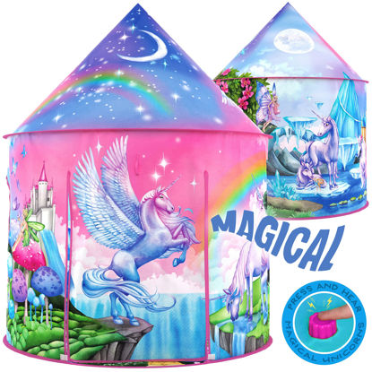 Picture of W&O Rainbow Unicorn Tent for Girls with Magical Unicorn Sounds, Unicorn Toys for Girls, Princess Tent for Girls, Unicorns Gifts for Girls, Outdoor & Indoor Tent, Play Tents for Girls