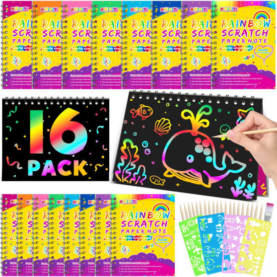 pigipigi Scratch Notes Art for Kids - 125 Mini Rainbow Scratch