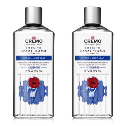 Picture of Cremo Rich-Lathering Cooling Citrus and Mint Leaf Body Wash, Crisp, Refreshing Scent with A Lively Blend of Peppermint, 16 Fl Oz (2-Pack)