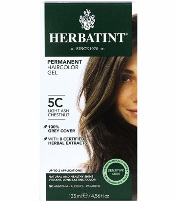 Picture of Herbatint Permanent Haircolor Gel, 5C Light Ash Chestnut, Alcohol Free, Vegan, 100% Grey Coverage - 4.56 oz