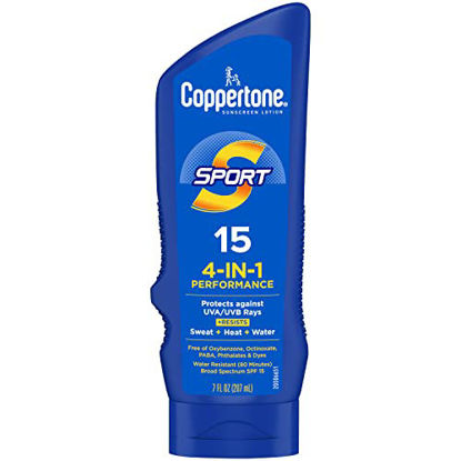 Picture of Coppertone SPORT Sunscreen SPF 15 Lotion, Water Resistant Sunscreen, Body Sunscreen Lotion, 7 Fl Oz