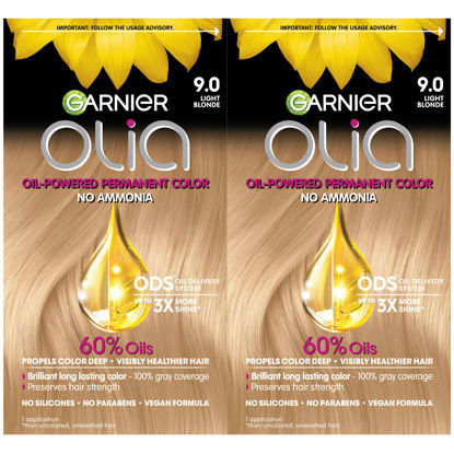 Picture of Garnier Hair Color Olia Ammonia-Free Brilliant Color Oil-Rich Permanent Hair Dye, 9.0 Light Blonde, 2 Count (Packaging May Vary)