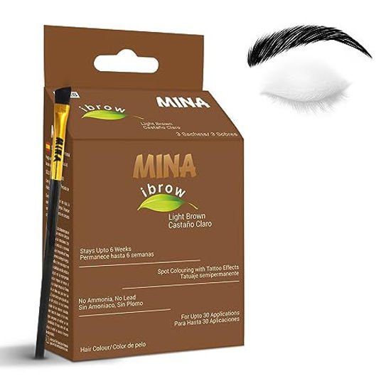 Picture of Mina ibrow Hair Color Light Brown|Long Lasting Natural Spot coloring and Hair Tinting Powder with Brush, Water and Smudge Proof | No Ammonia, No Lead with 100% Gray Converge Upto 30 Application