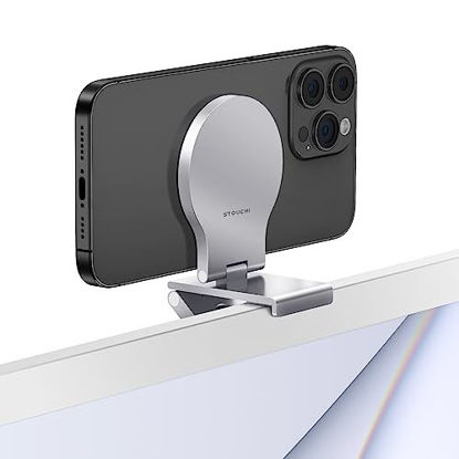 Picture of Stouchi Continuity Camera Mount for iMac, Desktop Monitor Compatible iPhone Webcam Mount with Mag-Safe