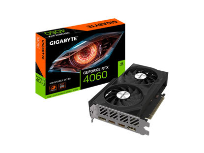 Picture of Gigabyte GeForce RTX 4060 WINDFORCE OC 8G Graphics Card, 2X WINDFORCE Fans, 8GB 128-bit GDDR6, GV-N4060WF2OC-8GD Video Card