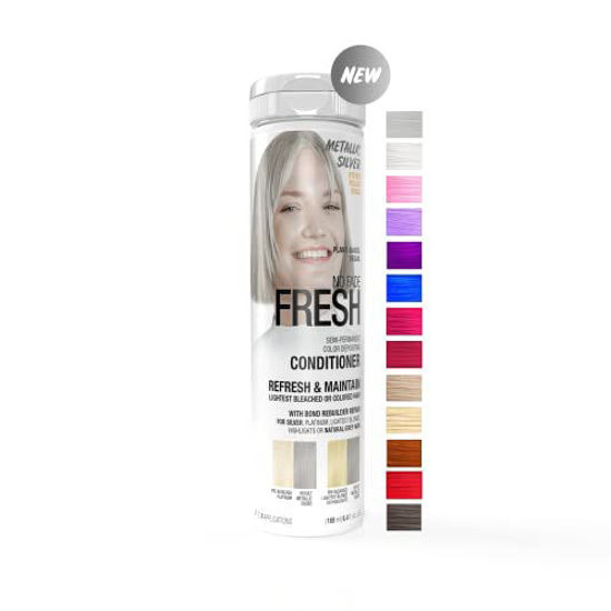 Picture of NO FADE FRESH Metallic Silver Hair Color Depositing Conditioner with BondHeal Bond Rebuilder - Maintain & Refresh Silver Color, Deep Conditioner Hair Mask - Sulfate, Paraben & Ammonia Free 6.4 oz
