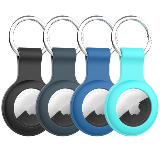 Picture of Compatible with AirTag Case Keychain Air Tag Case Holder Silicone AirTag Key Ring Cases Air Tags Key Chain Compatible with Apple AirTag GPS Item Finders Accessories 4 Pack