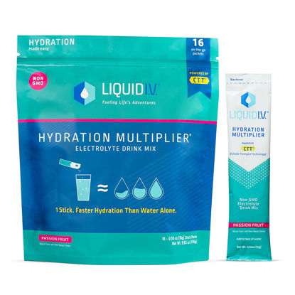 Picture of Liquid I.V. Hydration Multiplier - Passion Fruit - Hydration Powder Packets | Electrolyte Drink Mix | Easy Open Single-Serving Stick | Non-GMO | 16 Sticks