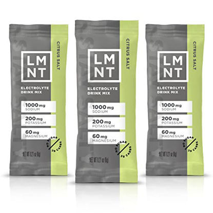Picture of LMNT Keto Electrolyte Powder Packets | Paleo Hydration Powder | No Sugar, No Artificial Ingredients | Citrus Salt | 30 Stick Packs