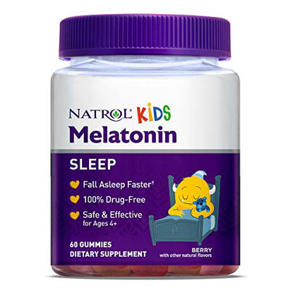 Picture of Natrol Kids Melatonin 1mg, Dietary Supplement for Restful Sleep, 60 Berry-Flavored Gummies, 60 Day Supply