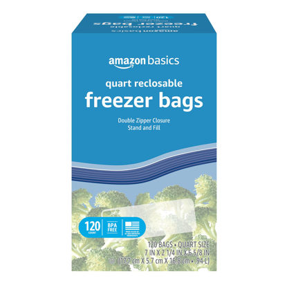 Picture of Amazon Basics Freezer Quart Bags, 120 Count (Previously Solimo)