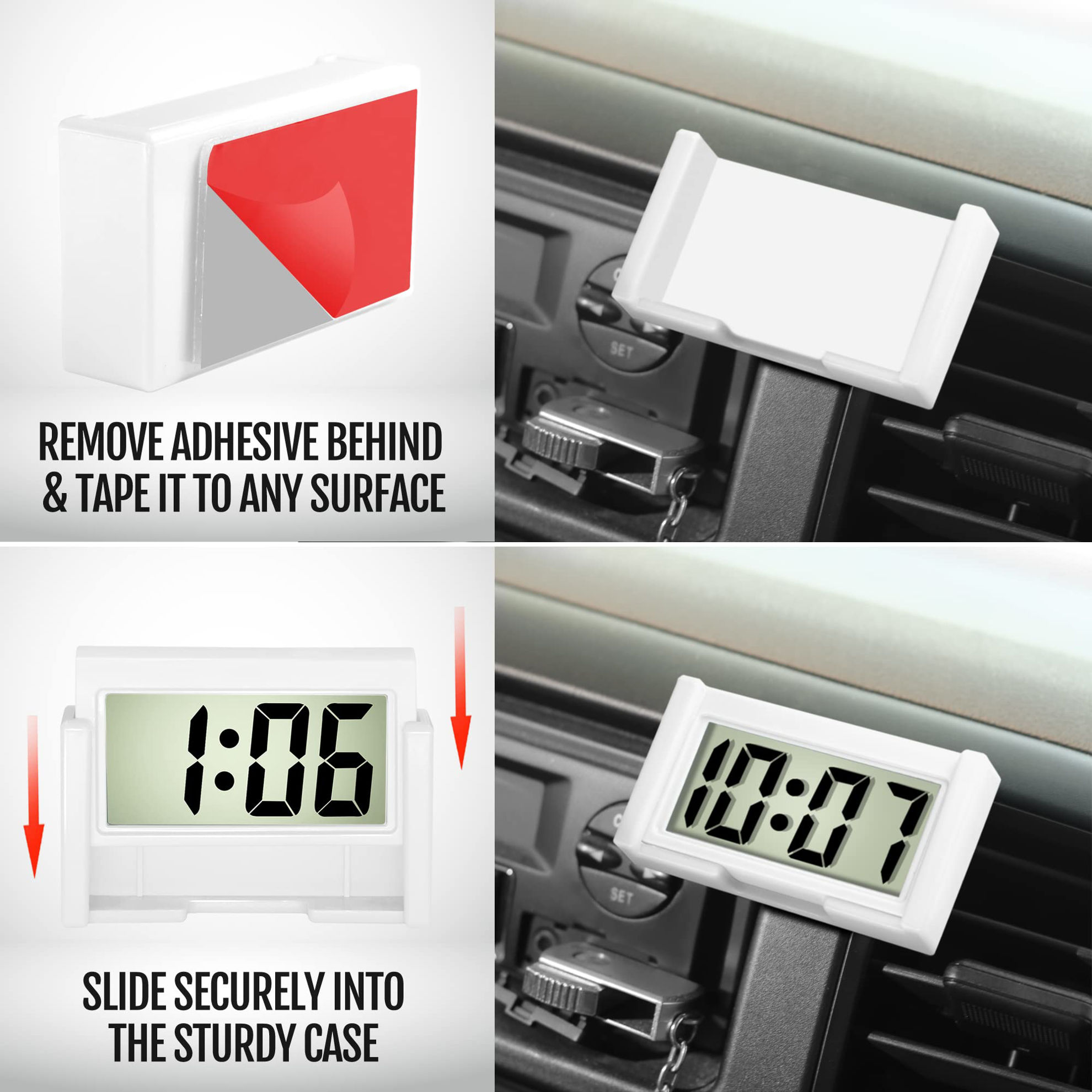 GetUSCart Betus Car Dashboard Digital Clock Vehicle Adhesive Clock