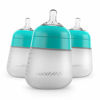 Picture of Nanobebe Flexy Silicone Baby Bottles, Anti-Colic, Natural Feel, Non-Collapsing Nipple, Non-Tip Stable Base, Easy to Clean - 3-Pack, Teal, 9 oz