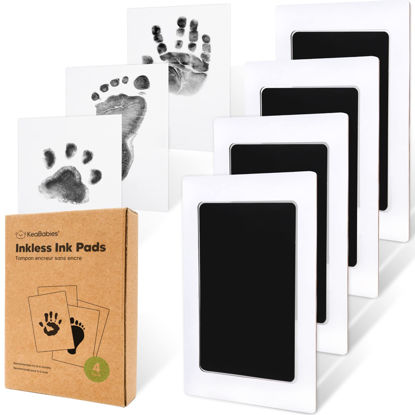 Picture of 4-Pack Inkless Hand and Footprint Kit - Ink Pad for Baby Hand and Footprints - Dog Paw Print Kit,Dog Nose Print Kit - Baby Footprint Kit, Clean Touch Baby Foot Printing Kit, Handprint Kit (Jet Black)