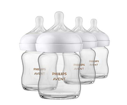Picture of Philips AVENT Glass Natural Baby Bottle with Natural Response Nipple, Clear, 4oz, 4pk, SCY910/04