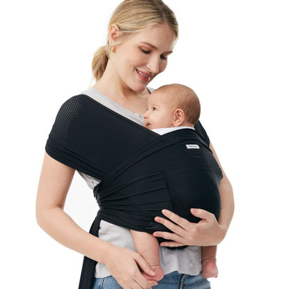 Picture of Momcozy Baby Wrap Carrier Air-Mesh, Cooling Fabric for Summer, Hands Free Baby Carrier Sling, Infant Baby Wrap for Newborn to Toddler up to 50 lbs, Easy to Wear Baby Carriers, Black
