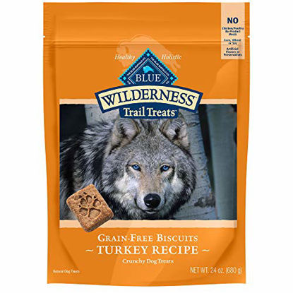 Picture of Blue Buffalo Wilderness Trail Treats High Protein Grain Free Crunchy Dog Treats Biscuits, Turkey Recipe 24-oz Bag
