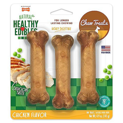 Picture of Nylabone Healthy Edibles All-Natural Long Lasting Chicken Flavor Dog Chew Treats 3 count Chicken Small/Regular