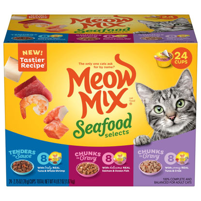 Picture of Meow Mix Seafood Selections Wet Cat Food, Variety Pack, 2.75 Ounces Cup (Pack of 24)