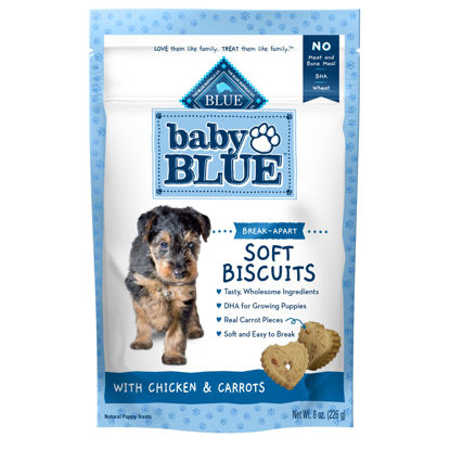 Picture of Blue Buffalo Baby BLUE Soft Biscuits Natural Puppy Dog Treats, Chicken & Carrots 8-oz Bag