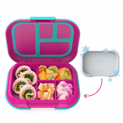 Picture of Bentgo® Kids Chill Lunch Box - Leak-Proof Bento Box with Removable Ice Pack & 4 Compartments for On-the-Go Meals - Microwave & Dishwasher Safe, Patented Design, & 2-Year Warranty (Fuchsia/Teal)