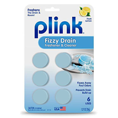 Picture of Plink Fizzy Drain Freshner, Prevents Buildup and Maintains a Clear Drain, Removes Drain Odor, Lemon Scent, 6 Tablets
