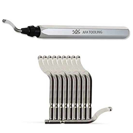 Picture of AFA Tooling - Deburring Tool with 10 Extra High Speed Steel Blades - Works on Metal, Resin, PVC Pipes, Copper, Plastic and 3D Printed Edges - Plumbing & 3D Printing Burr Removal Reamer Tool