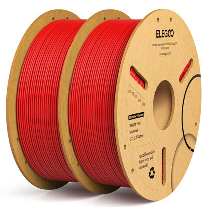 Picture of ELEGOO PLA+ Filament 1.75mm Red 2KG, PLA Plus Tougher and Stronger 3D Printer Filament Pro Dimensional Accuracy +/- 0.02mm, 2 Pcs 1kg Spool(2.2lbs) Fits for Most FDM 3D Printers