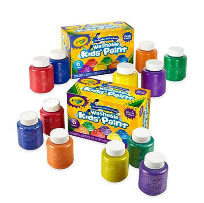 Picture of Crayola Washable Kids Paint Set (12 Ct), Classic and Glitter Paint for Kids, Arts & Craft Supplies for Classrooms, Back to School [Amazon Exclusive]