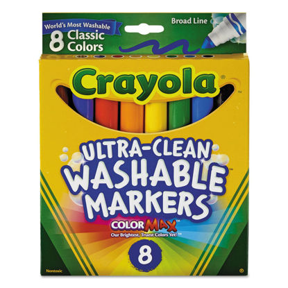 Picture of Crayola Ultra-Clean Washable Markers, Broad Line, 8 Count, Classic Colors - Pack of 1