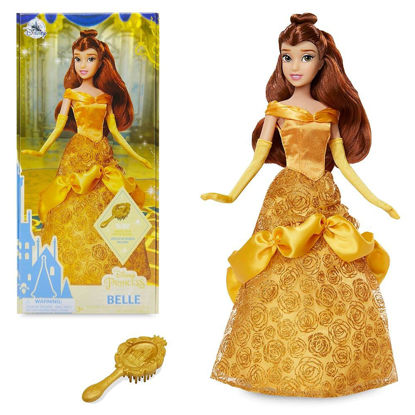 Picture of Disney Store Official Princess Belle Classic Doll for Kids, Beauty and The Beast, 11½ Inches, Includes Evening Gloves, Brush, Fully Posable Toy in Glittering Outfit - Suitable for Ages 3+ Toy Figure