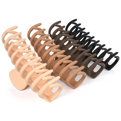 Picture of FRAMAR Large Claw Clips For Thick Hair - Large Hair Clip For Thick Hair, Girls Hair Clips Claw, Big Hair Clips For Thick Hair, Xl Claw Clips For Thick Hair, Matte Claw Clips, Neutral Hair Clips 4 Pack