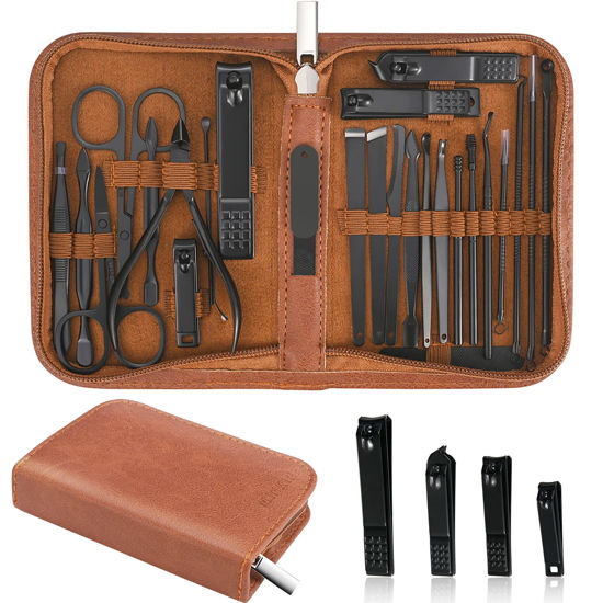 Picture of Manicure Set Professional Nail Clipper Kit-26 Pieces Stainless Steel Manicure Kit,Nail Care Tools with Luxurious Travel Case