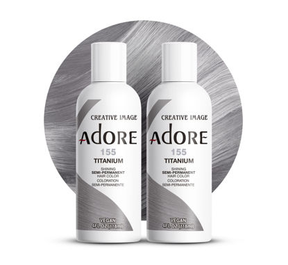 Picture of Adore Semi Permanent Hair Color - Vegan and Cruelty-Free Hair Dye - 4 Fl Oz - 155 Titanium (Pack of 2)