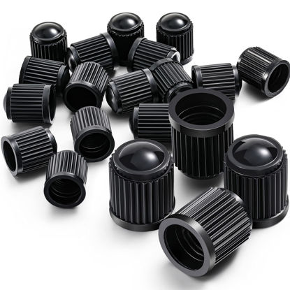 Picture of 20 Pack Tyre Valve Dust Caps for Car, Motorbike, Trucks, Bike, Bicycle (Black)