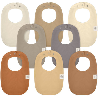 Picture of 8-Pack Organic Baby Bibs for Girls & Boys - Teething Baby Bibs for Boy, Girl - Newborn Bibs for Baby Girl, Boy (Terracotta)