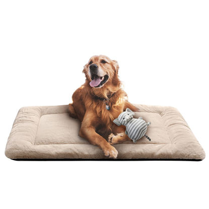 Picture of Dog Beds Crate Pad for Large Dogs Fit Metal Dog Crates,Ultra Soft Dog Crate Bed Washable & Anti-Slip Kennel Pad for Dogs Cozy Sleeping Mat,Cream 42inch