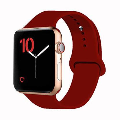 Picture of VATI Sport Band Compatible for Apple Watch Band 38mm 40mm, Soft Silicone Sport Strap Replacement Bands Compatible with 2019 Apple Watch Series 5, iWatch 4/3/2/1, 38MM 40MM S/M (Wine Red)