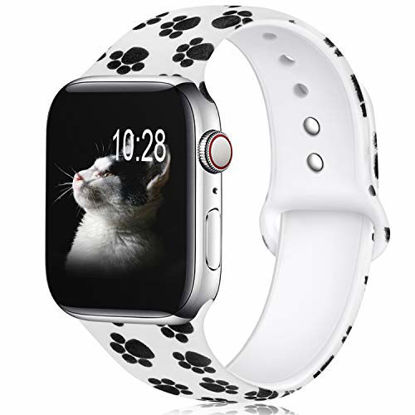 Picture of KOLEK Floral Bands Compatible with Apple Watch 38mm 40mm, Silicone Fadeless Pattern Printed Replacement Bands for iWatch Series 4 3 2 1, Paw, M, L