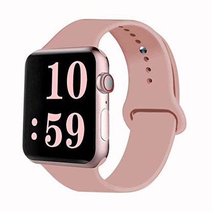 Picture of VATI Sport Band Compatible for Apple Watch Band 42mm 44mm, Soft Silicone Sport Strap Replacement Bands Compatible with 2019 Apple Watch Series 5, iWatch 4/3/2/1, 42MM 44MM M/L (Vintage Rose)
