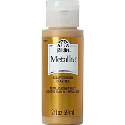 Picture of FolkArt K658 Paint Acrylic Metallic, 2 Fl Oz (Pack of 1), Antique Gold