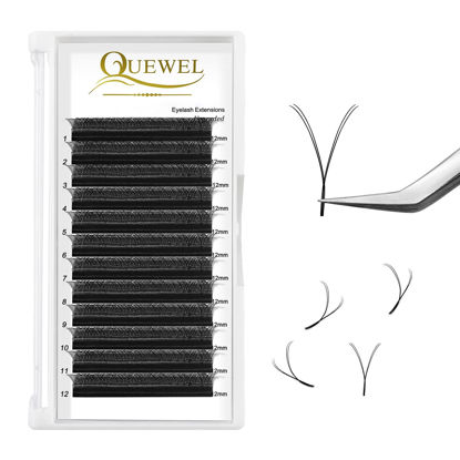 Picture of Y Lashes Extensions Premade Fans C Curl .07 10mm Pre Fanned Volume Lash Extensions .05 .07 Single 8-15mm Mixed 8-15mm C/D Curl Y Shape Eyelash Extensions Supplies by QUEWEL(0.07 C 10mm)