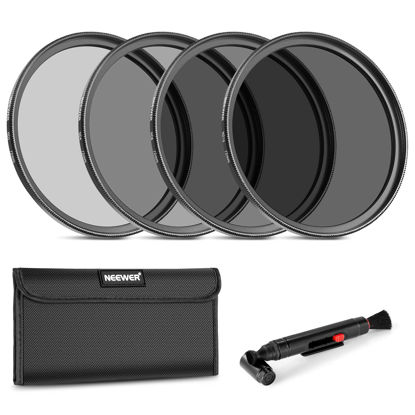 Picture of NEEWER 72mm ND Lens Filter Kit: ND2 ND4 ND8 ND16, Lens Cleaning Pen, Filter Pouch Neutral Density Filter and Accessory Kit Compatible with Canon Nikon Sony Panasonic DSLR Cameras with 72mm Lens