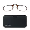 Picture of ThinOptics unisex-adult Reading Glasses + Black Universal Pod Case | Brown Frames, 1.00 Strength Readers Brown Frames / Black Case, 44 mm