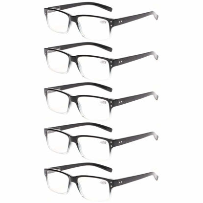 Picture of NORPERWIS Reading Glasses 5 Pairs Quality Readers Spring Hinge Glasses for Reading for Men and Women (5pcs - Black/Clear, 0.50)