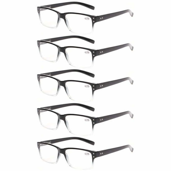 Picture of NORPERWIS Reading Glasses 5 Pairs Quality Readers Spring Hinge Glasses for Reading for Men and Women (5pcs - Black/Clear, 0.50)