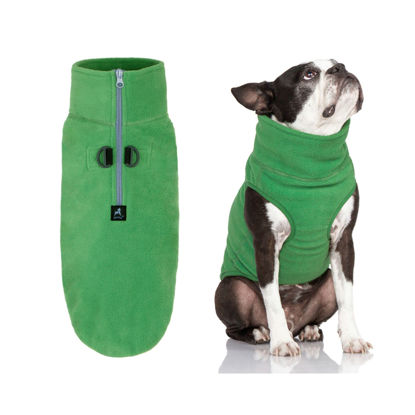 Picture of Gooby Half Zip Up Fleece Vest Dog Sweater - Green, Large - Warm Pullover Fleece Head-in Dog Jacket with Dual D Ring Leash - Winter Small Dog Sweater - Dog Clothes for Small Dogs Boy and Medium Dogs
