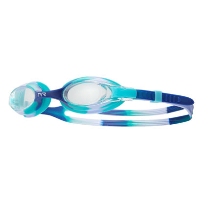 Picture of TYR Swimple Kids' Tie Dye Non Mirror Swim Goggles, Clear/purple/teal, one size